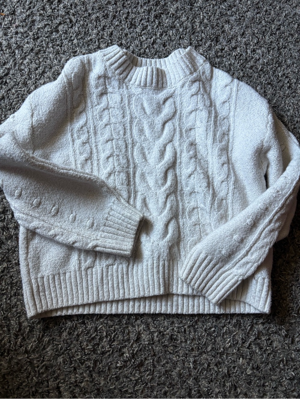Classic Cable Knit Girls Sweater - White